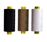 Gutermann Mara 120 Sewing Thread - 3 x 1000m Spools - Black, White & Cream or Brown (Various Shades) - Strong Polyester Thread for Sewing Machines & Hand Stitching (Black,White,209)