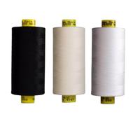 Gutermann Mara 120 Sewing Thread - 3 x 1000m Spools - Black, White & Cream or Brown (Various Shades) - Strong Polyester Thread for Sewing Machines & Hand Stitching (Black,White,4147)