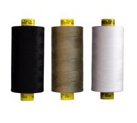 Gutermann Mara 120 Sewing Thread - 3 x 1000m Spools - Black, White & Cream or Brown (Various Shades) - Strong Polyester Thread for Sewing Machines & Hand Stitching (Black,White,241)