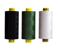 Gutermann Mara 120 Sewing Thread - 3 x 1000m Spools - Black, White & Green (Various Shades) - Strong Polyester Thread for Sewing Machines & Hand Stitching (Black,White,561)