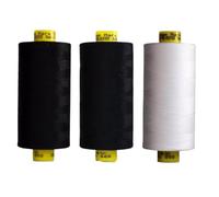 Gutermann Mara 120 Sewing Thread - 3 x 1000m Spools - Black, White & Grey or Extra Black (Various Shades) - Strong Polyester Thread for Sewing Machines & Hand Stitching (Black,White,665)