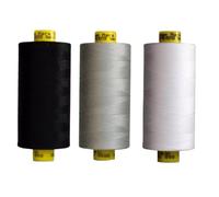 Gutermann Mara 120 Sewing Thread - 3 x 1000m Spools - Black, White & Grey or Extra Black (Various Shades) - Strong Polyester Thread for Sewing Machines & Hand Stitching (Black,White,9508)