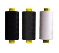 Gutermann Mara 120 Sewing Thread - 3 x 1000m Spools - Black, White & Grey or Extra Black (Various Shades) - Strong Polyester Thread for Sewing Machines & Hand Stitching (Black,White,141)