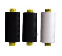 Gutermann Mara 120 Sewing Thread - 3 x 1000m Spools - Black, White & Grey or Extra Black (Various Shades) - Strong Polyester Thread for Sewing Machines & Hand Stitching (Black,White,9833)