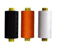 Gutermann Mara 120 Sewing Thread - 3 x 1000m Spools - Black, White & Orange or Yellow (Various Shades) - Strong Polyester Thread for Sewing Machines & Hand Stitching (Black,White,350)