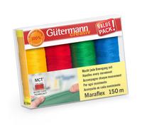 Gutermann Maraflex Thread Set - 4X150M Brights, Elastic Thread For Stretch Seams On Household Machines