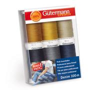 Gütermann creativ Denim Sewing Thread Set, Pack of 6, 100m, Multi