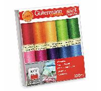 Gutermann Sew-All Threads - Multicoloured Pack of 10 x 100m Reels - The Brights