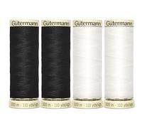 Gutermann Sew-All Polyester Thread for Hand or Machine Sewing - White 2X 100m and Black 2X 100m - Bundled by GetInStyle Shop