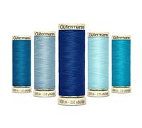 Gutermann Sew All Polyester Threads Pack of 5 Colour Shades 100m Each for Machine & Hand Sewing (Blue Moods Bundle)