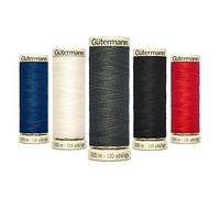 Gutermann Sew All Polyester Threads Pack of 5 Colour Shades 100m Each for Machine & Hand Sewing (Essential Bundle)