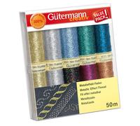 Gutermann Thread Set: Metallic Effect: 10 x 50m: Assorted Gutermann Multicolor