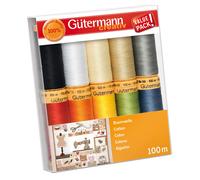 Gutermann Thread Set: Natural Cotton C. No.50: 10 x 100m: Colour Assortment 1 Gutermann Multicolor