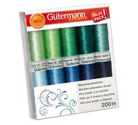 Gutermann Thread Set: Rayon 40: 10 x 200m: Greens & Blues Gutermann Multicolor