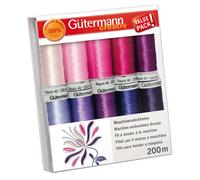 Gutermann Thread Set: Rayon 40: 10 x 200m: Pinks & Purples Gutermann Multicolor