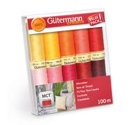 Gutermann Sew-All Red Pink Yellow Set - 100% Polyester Thread 100m - 10 Reels