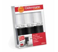 Gutermann Thread Set: Sew-All - 6 x 250m - Black & White - High Quality Thread