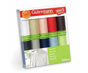 Gutermann Thread Set: Sew-All Extra Fine 200 - 10 x 200m - Assorted - Col.1