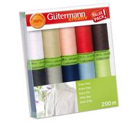 Gutermann Thread Set: Sew-All Extra Fine 200: 10 x 200m: Assorted Gutermann Multicolor