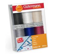 Gütermann Cotton No.30 Thread Set - 6x300m Basic Shades, 100% Cotton for Sewing, Quilting & Embroidery