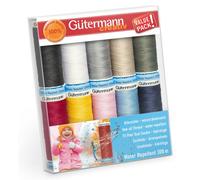 Gutermann Water-Repellent Thread Set - 10X100M Assorted, Weather-Resistant Sew-All For Outdoor Fabrics