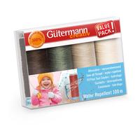 Gutermann Water-Repellent Thread Set - 4X100M Assorted Colours, Weather-Resistant Sew-All For Outdoor Sewing