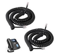 Guthrie 2 Pack Telephone Handset Cable Cord,Coiled Length 3 to 10 Feet Uncoiled, RJ9/RJ10/RJ22 4P4C Landline Phone Handset Cord (Black)