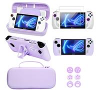 GUTIAL Accessories kit for ASUS ROG Ally 2023 - Accessories Bundle for ROG Alloy Gaming Handheld with Carrying Case Protective Cover case and 2 Pack Screen Protector, 6 Thumb Grips - Purple
