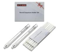 Gutimore Round Soapstone Holder 2pcs Round Soapstone Pencils with 14pcs Soapstone Refills for Welding,Metal Fabrication, Construction, and Textile