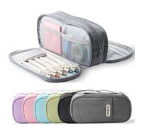 Gutliebe Large Pencil Case, Big Capacity Pencil Pouch with 4 Compartments, Multiple Pockets, Portable Handle Pencil Bag with Zipper, Organizer for Office College Student Teen Girls Boys (Light Grey)