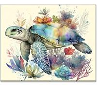 Gutluz Paint by Numbers Adult Animals Turtles - Paint by Numbers Adult Anima - Paint by Numbers Adult Canvas Wooden Brush - as Home Wall Decor (CD161)