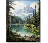 Gutluz Paint by Numbers Adult Cylinder Canvas Landscape Forests - DIY Set Adults - Wrinkle-Free Canvas with Brushes Acrylic Pigment 40 × 50 cm (Frameless)