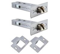 Gutol 2PCS Tubular Mortice Latch, Forked Tongue Lock with Door Stopper for Internal Doors, Lever Door Handles (70mm Forked)