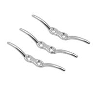 Gutol 3Pcs Heavy Duty Rope Cord Cleat Hooks 4” Silver Washing Line Blind Curtain Ship Flagpole Cord Rope Cleat Hooks With Fixing Screw and Multi Purpose Use