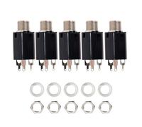 Gutol 5pcs 6.35mm Stereo Jack Socket 3P Plug Pickup Female 2 Channel Input Connector Sockets