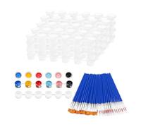 Gutol 60PCS Painting Set, 20 Empty Pots 3ml with Lids & 40PCS Paintbrushes with Flat and Round Pointed for Schools Painting Crafts