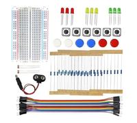 Gutol A Set Electronic Starter Device with Breadboard Jumper Cables Pushbutton Practice Kit for Basic Circuits