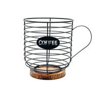 Gutol Coffee Pod Holder,Coffee Pod Holders for Counter, Large Capacity Black Wire Kup Storage with Wooden Base, Kitchen Countertop (Black)