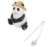 Gutol Garden Pond Decorative Fishing Figure, Weatherproof Resin Statue, Panda with Yellow Hat，Decoration for Mini Pond & Landscaping