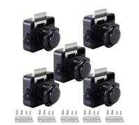 Gutol Keyless RV Cabinet Locks Large Push Button ABS Cabinet Catch Lock for RV Motorhome Trailer 26mm Opening Black 5pcs