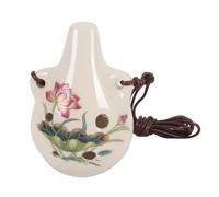 Gutol Six Holes Ocarinas, Alto AC Tuned Glazed Ceramic Instrument for Professional Beginner, Adults, Hand Painted Ocarina Necklace (Lotus)