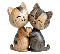 Gutol Wooden Sculpture Of a Cat Couple 2D Flat Desk Decoration with Hug Home Office Decoration Gift for Cat Lovers