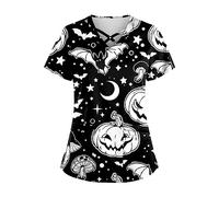 GUTOUWAN Halloween Scrub Tops Holiday Scrubs Tops for Women Cute Scrubs Deal of The Day Prime Today Nurses Uniforms Scrubs Set for Women Fall Scrub Top Halloween Scrub Top Women Plus Size Halloween