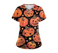 GUTOUWAN Womens Halloween Scrubs Womens Scrubs Tops Pediatric Scrubs Halloween Scrubs Halloween Top Nurses Scrubs Sets for Women Fall Scrub Tops Women Fall Scrubs Holiday Scrub Tops for Women Scrub