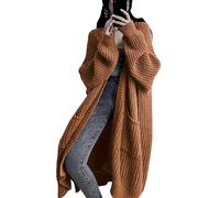 GUTPOINT Womens Long Cardigan Sweaters Open Front Oversized Duster with Pocket for Women 2025 Fall Winter Knit Design Coats, Rust, M
