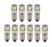 GutReise 10pcs E10 12V Cold White LED Bulbs Light Lamps 5SMD 0.5W 40Lm (12V, Cold White)
