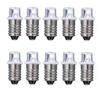 GutReise 10pcs E10 Screw Flood Led Lamps +10pcs E10 Base,12V Cold White Led Bulb Light (12V, Cold White)