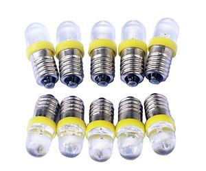 GutReise 10x E10 DC 24V Yellow Spotlight LED Lamps Light Bulbs + 10pcs E10 Lamp Socket Base