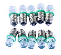 GutReise 10x E10 DC 6V Green Spotlight LED Lamps Light Bulbs + 10pcs E10 Lamp Socket Base