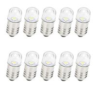 GutReise AC/DC E10 Bulbs, 10pcs 3 Volt Warm White E10 Replacement Bulbs Miniature Screw LED Lamps 0.5Watts 65Lm (3 Volt, Warm White)